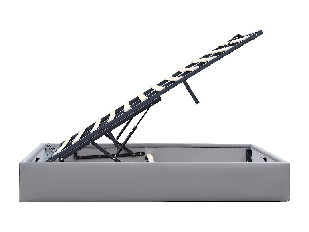 Lit Coffre Tissu 120x200 cm - 12 Lattes - Montage Rapide et Entretien Facile