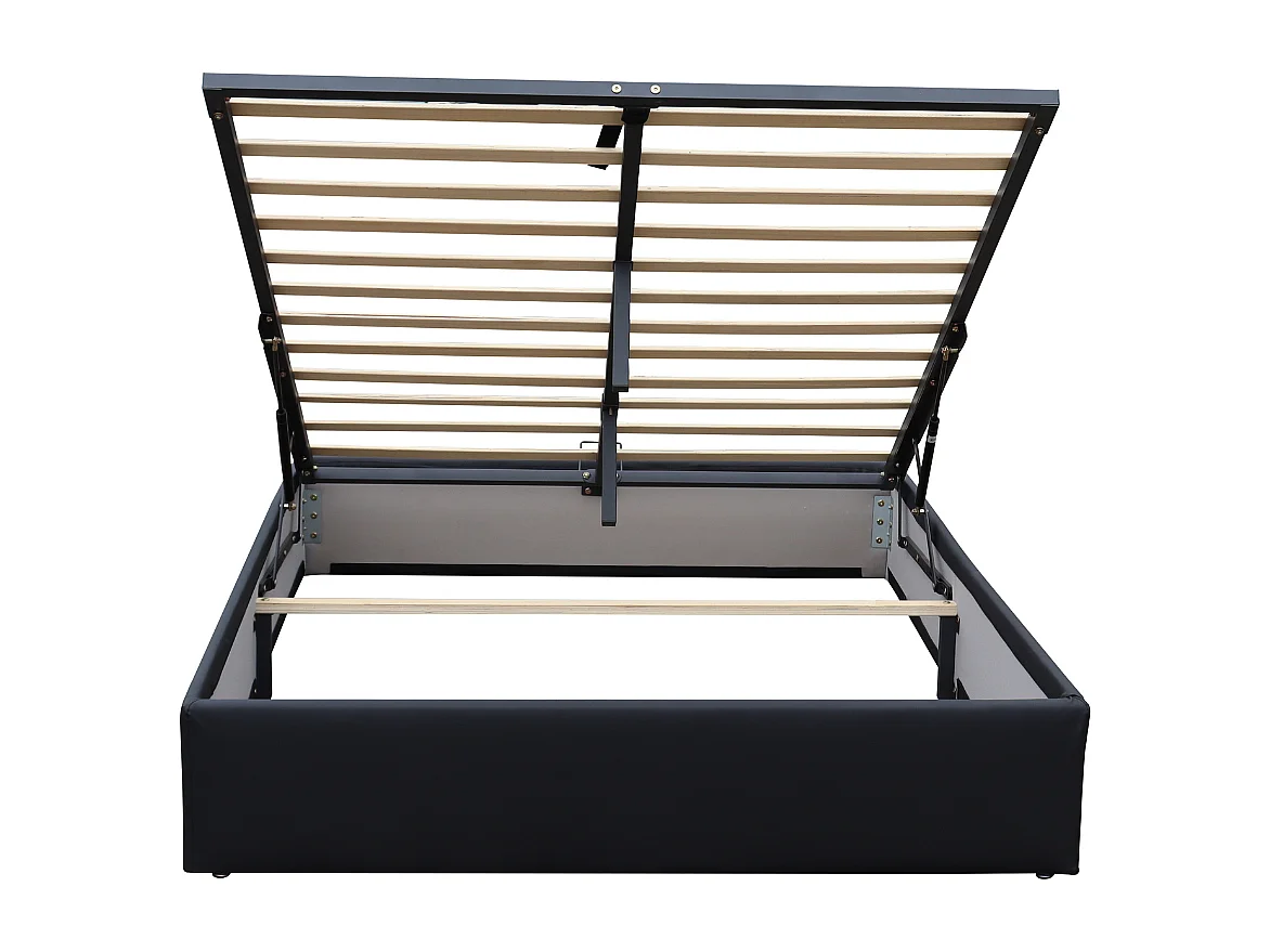 Lit Coffre dehoussable 90x200 cm avec Pieds et 12 Lattes - Montage Rapide et Facile - Revêtement PVC Simili Facile d'Entretien