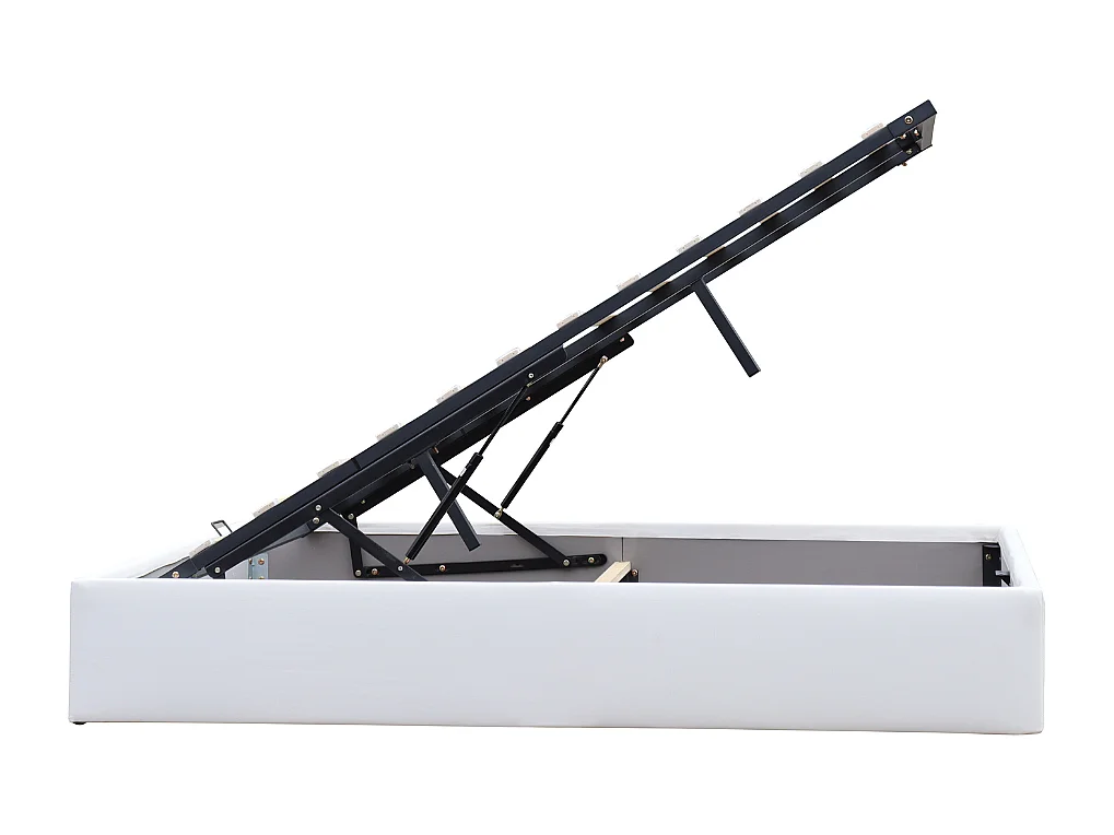 Lit Coffre Dehoussable Blanc 120x200 cm avec Pieds - 12 Lattes - Montage Rapide et Facile - Revêtement PVC Simili Facile d'Entretien