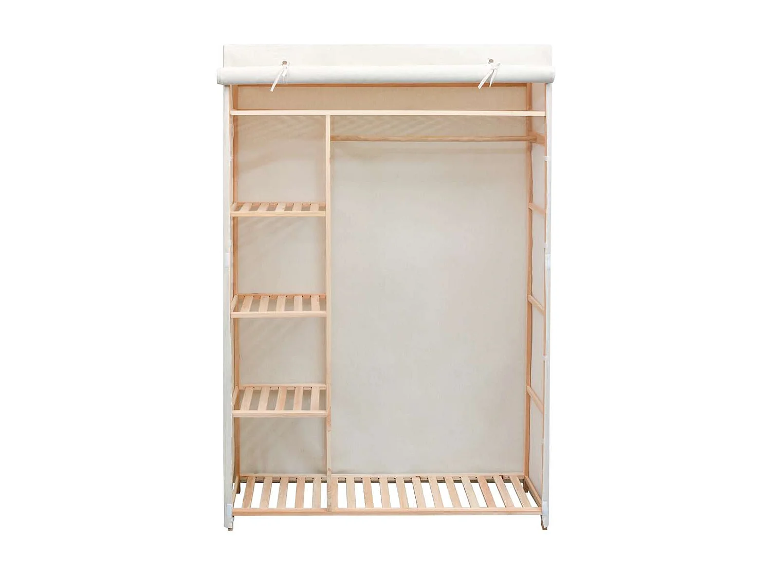 Garde-robe en tissu et bois de pin 110x40x170 cm