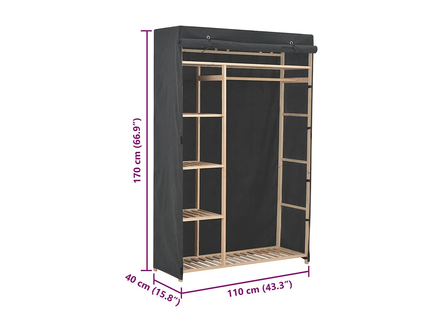 Garde-robe Gris 110 x 40 x 170 cm Tissu