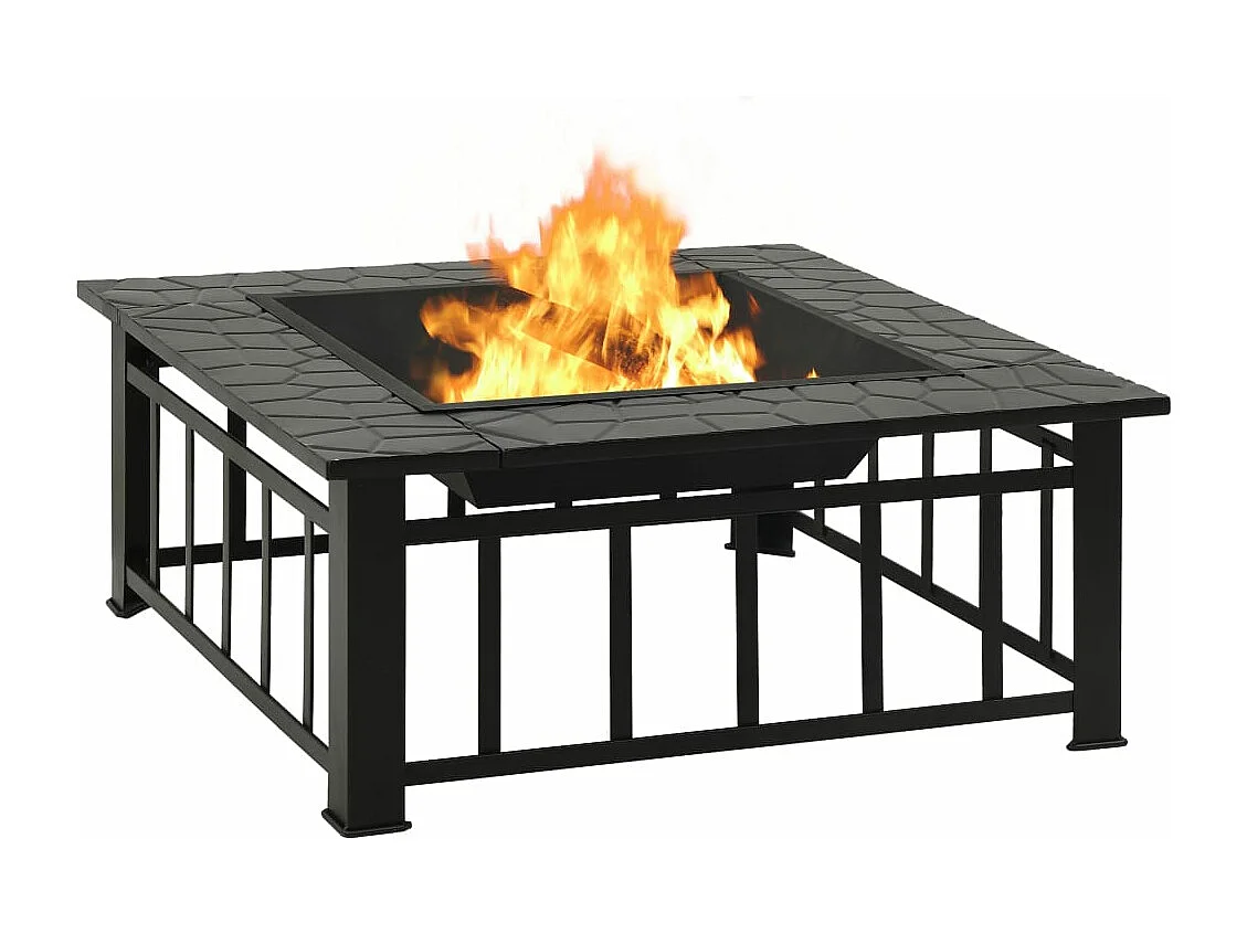 Feuerkorb mit Schürhaken 79x79x46,5 cm XXL Stahl