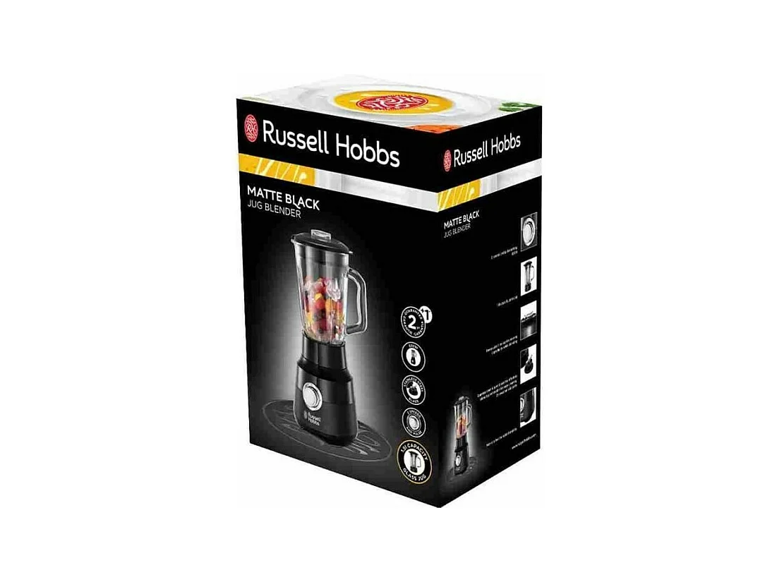 Blender - RUSSELL HOBBS - Matte Black 24722-56 - 650 W - Noir mat - Bol verre 1,5 L - 2 vitesses + pulse