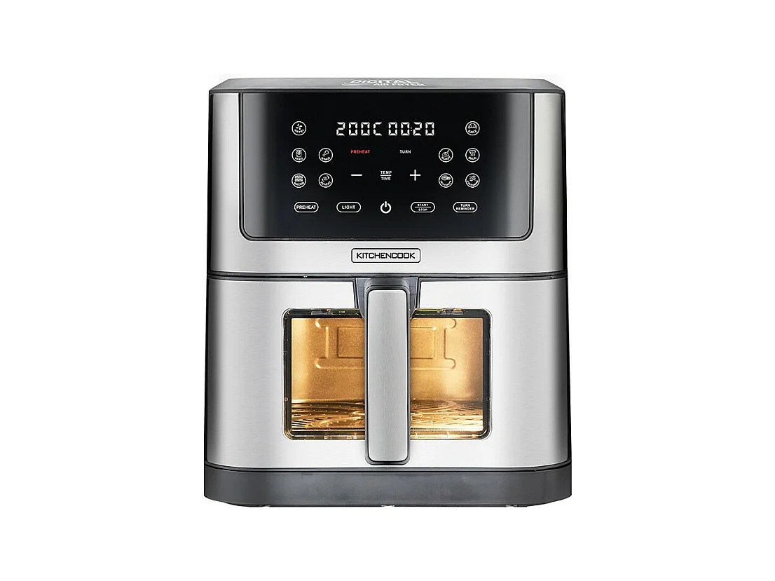 Kitchencook - Friteuse Sans Huile 8l - 8 Programmes - Minuterie Numérique - Thermostat Réglable - 1800w - Inox