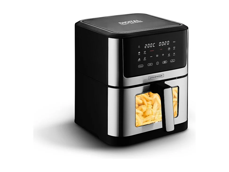 Kitchencook - Friteuse Sans Huile 8l - 8 Programmes - Minuterie Numérique - Thermostat Réglable - 1800w - Inox