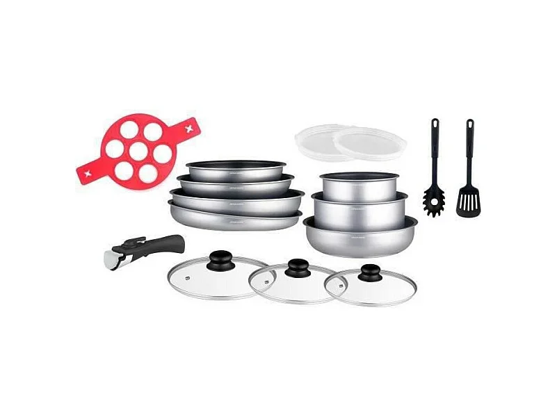 Batterie de cuisine Arthur Martin AM3950 16 pieces - Aluminium - Poignée amovible - Tous feux dont induction