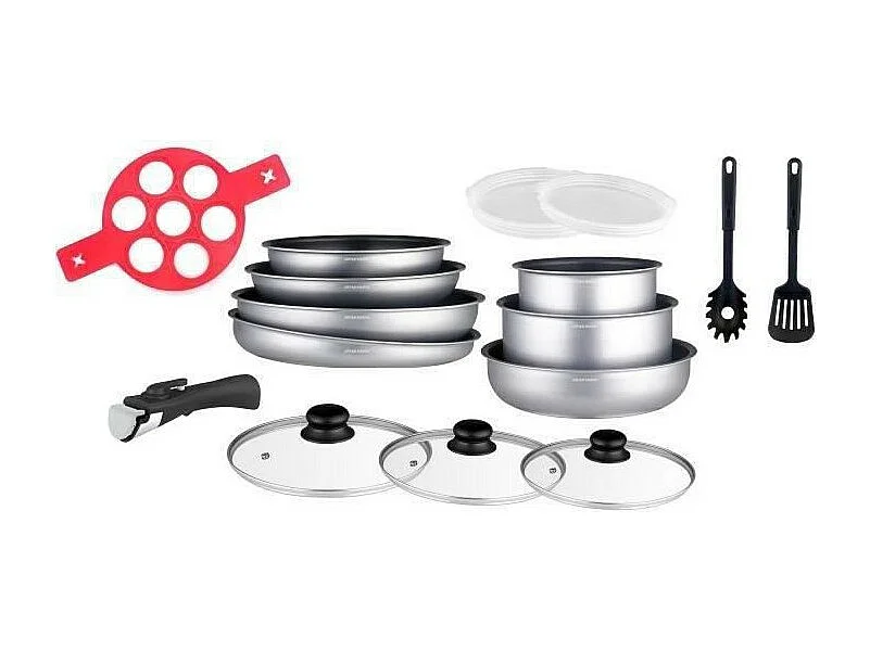 Batterie de cuisine Arthur Martin AM3950 16 pieces - Aluminium - Poignée amovible - Tous feux dont induction