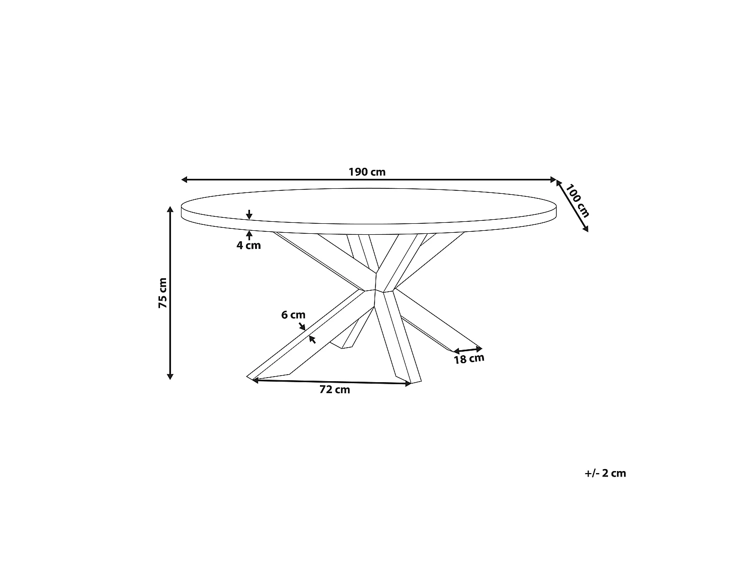 Table de salle à manger de jardin ORISTANO 190 cm 100 cm Béton Gris