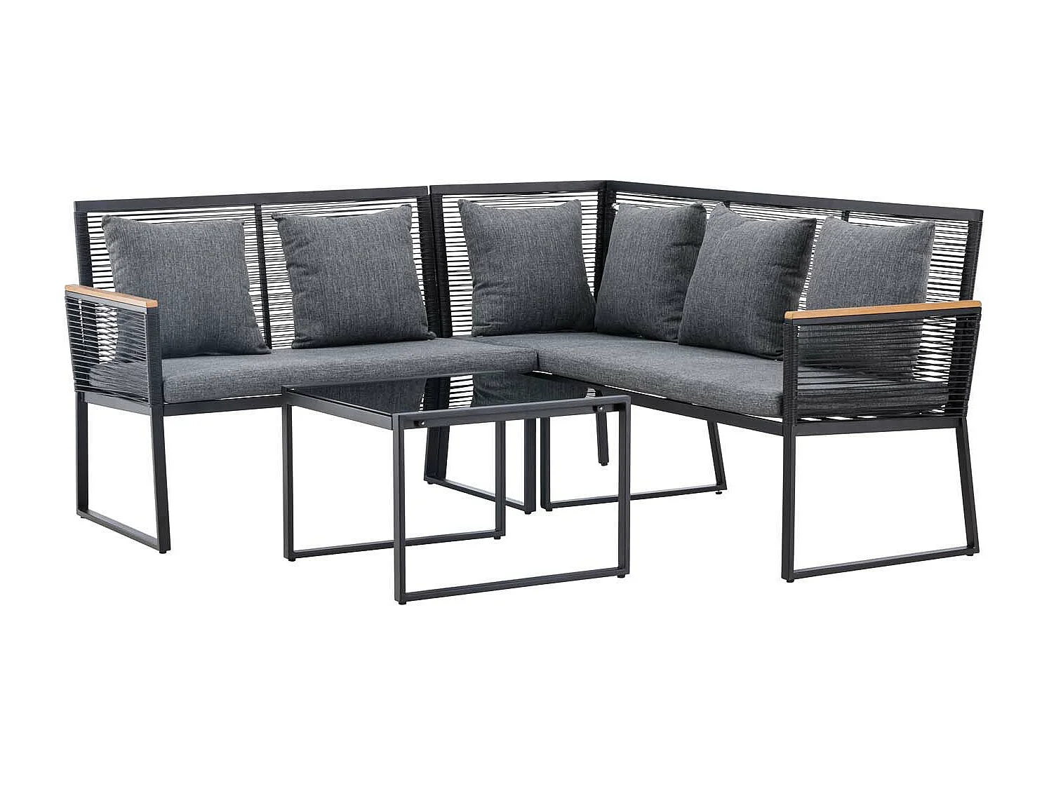 Ensemble canapé d'angle et table basse extérieur Dallas