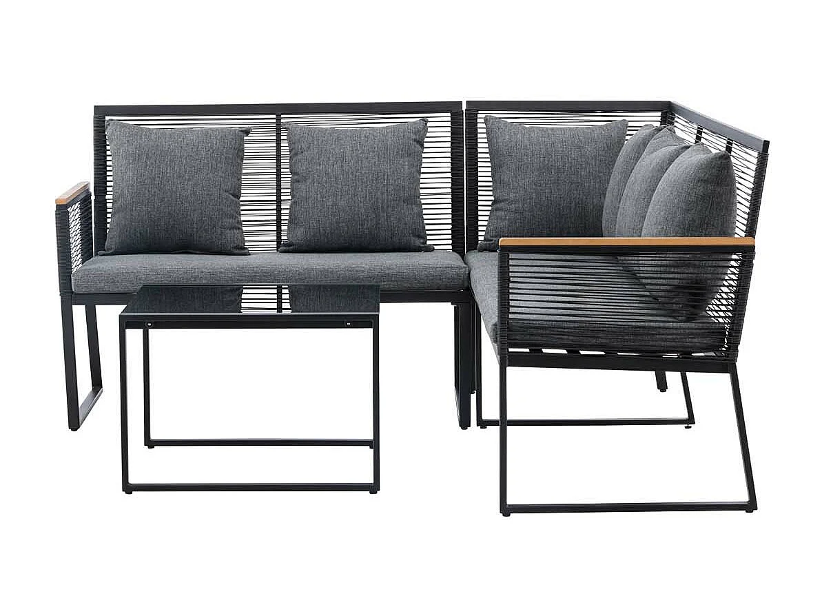 Ensemble canapé d'angle et table basse extérieur Dallas