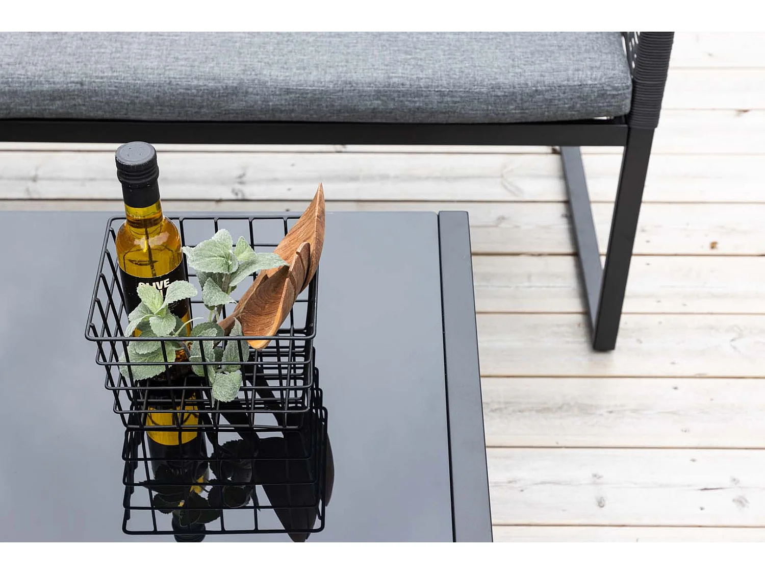 Ensemble canapé d'angle et table basse extérieur Dallas