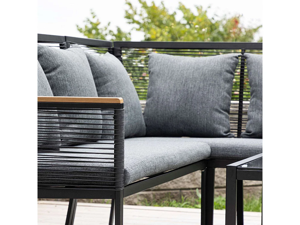 Ensemble canapé d'angle et table basse extérieur Dallas