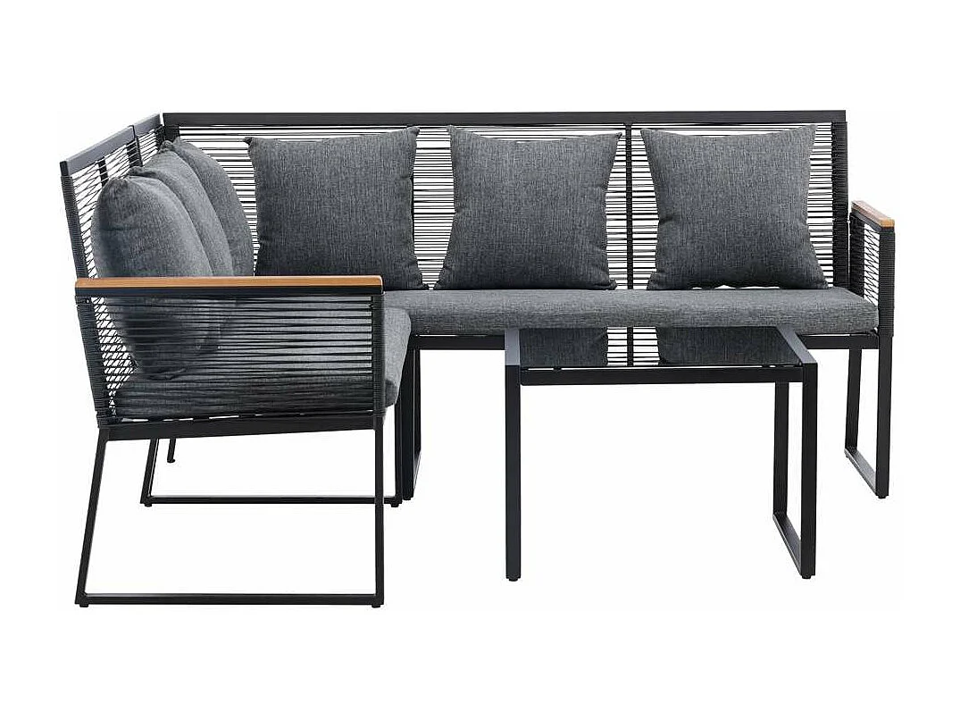 Ensemble canapé d'angle et table basse extérieur Dallas