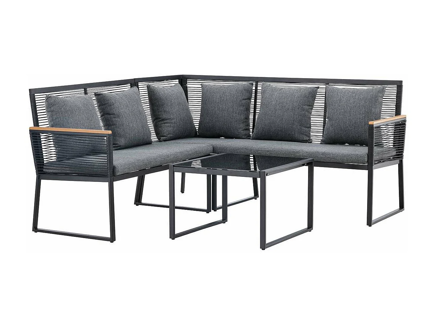 Ensemble canapé d'angle et table basse extérieur Dallas