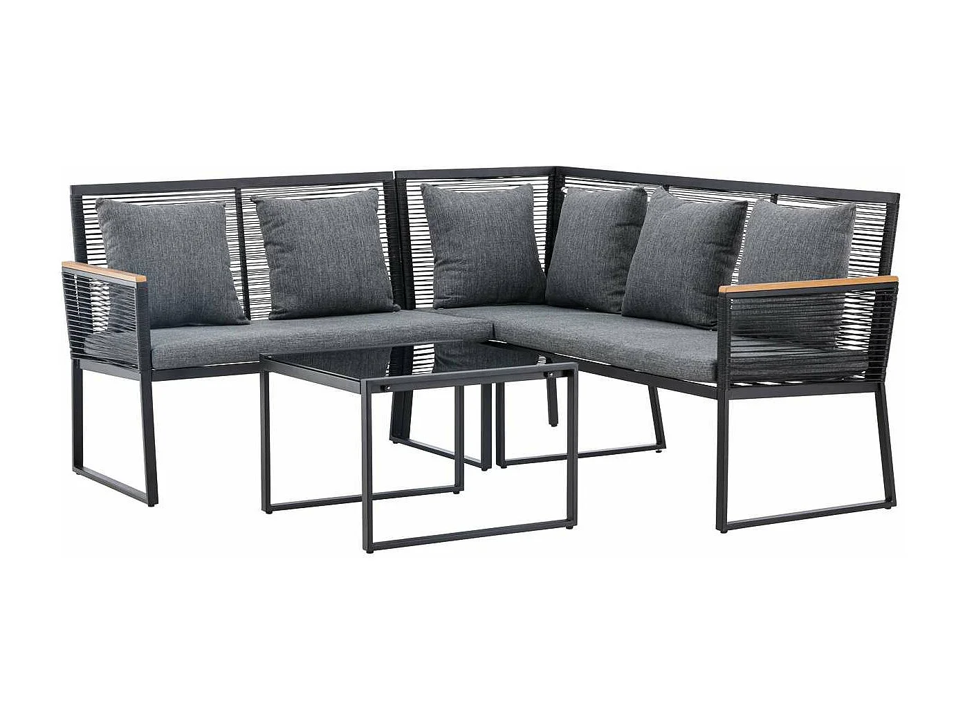 Ensemble canapé d'angle et table basse extérieur Dallas