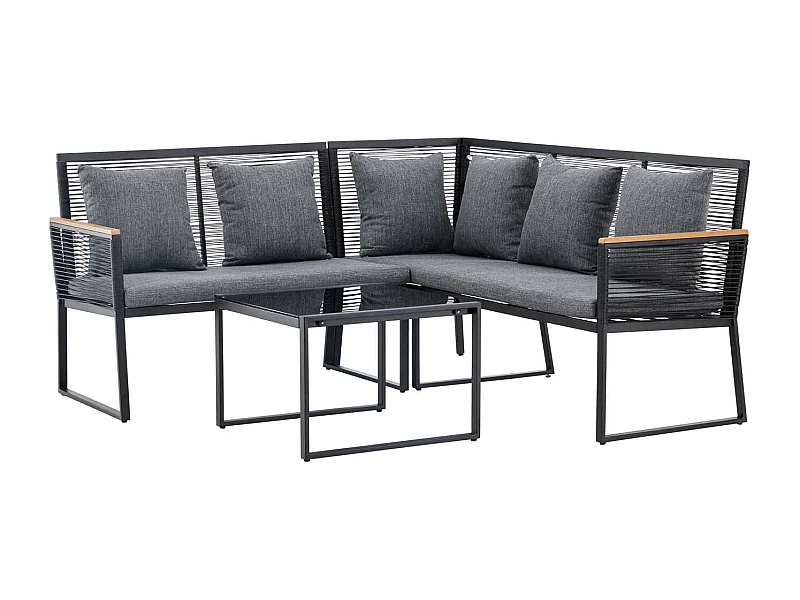 Ensemble canapé d'angle et table basse extérieur Dallas