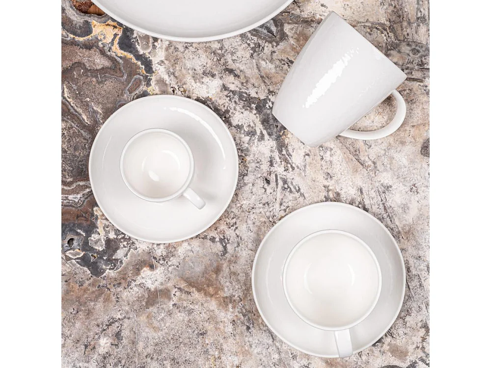 Tasse et sous-tasse à café Ecume 9 cl (lot de 6)