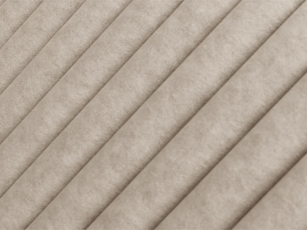 Lit coffre 160 x 200 cm avec tête de lit coutures verticales - Tissu - Taupe - SARAH II