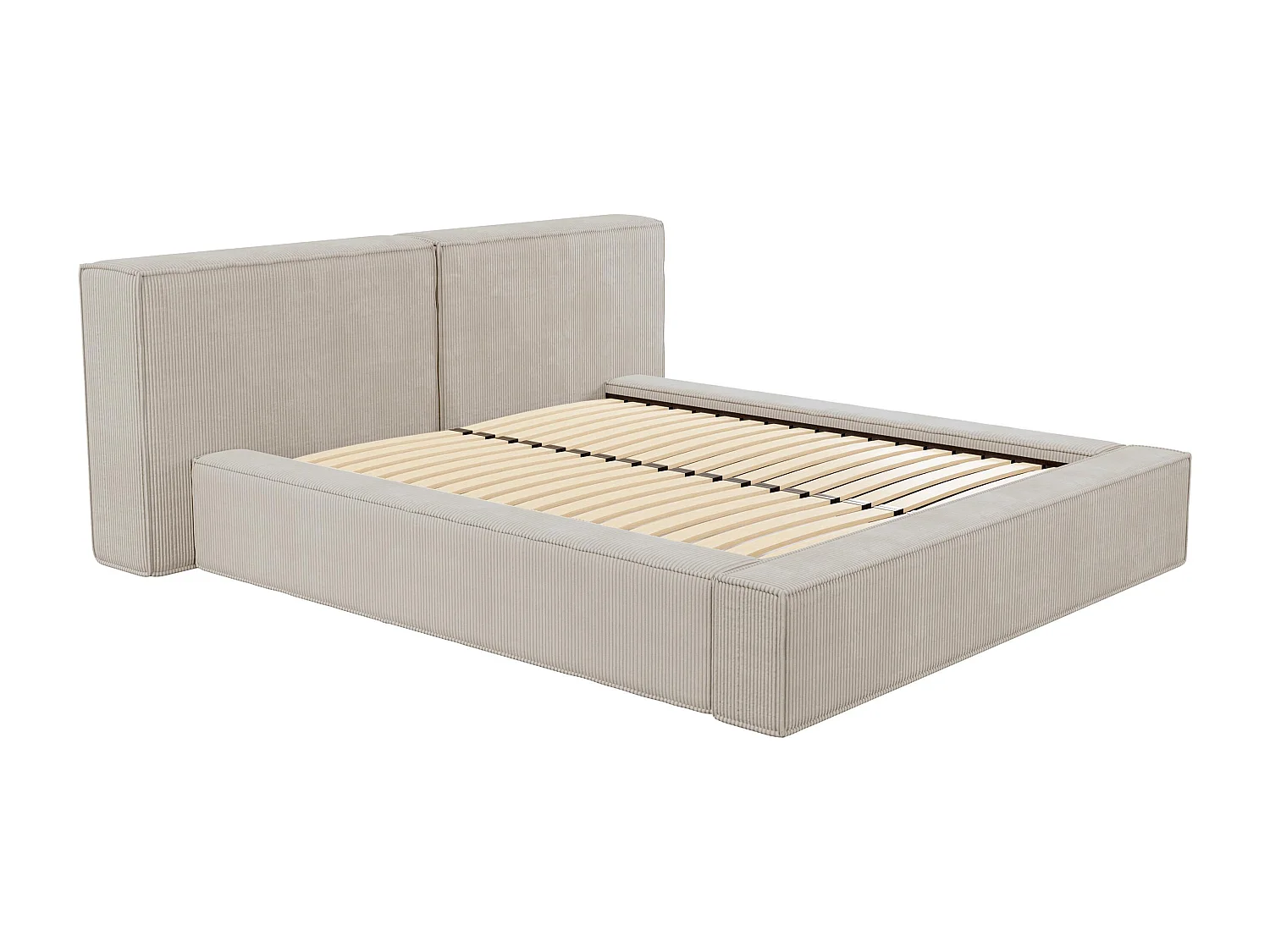 Letto con contenitore 160 x 200 cm Velluto a coste Beige TIMANO II di Pascal Morabito