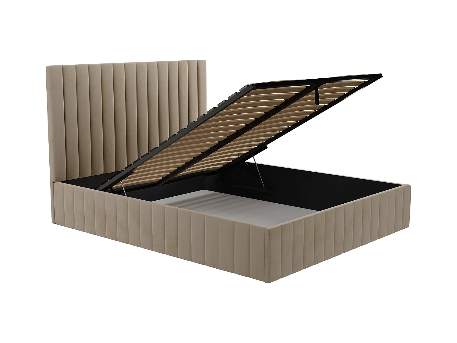 Bett mit Bettkasten & Bett-Kopfteil - Samt - 160 x 200 cm - Taupe - LARALI von Pascal Morabito