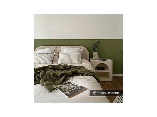 Lit coffre 140 x 190 cm - Tissu bouclette - Beige - FIREZA II