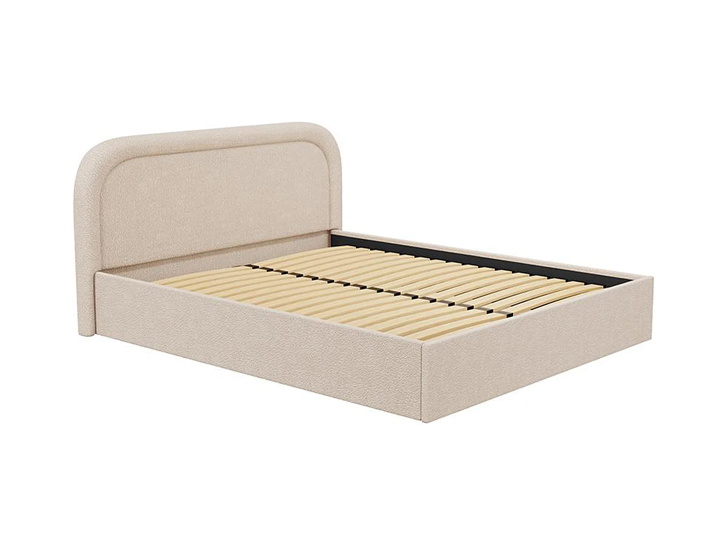 Bett mit Bettkasten - 180 x 200 cm - Bouclé-Stoff - Beige - FIREZA