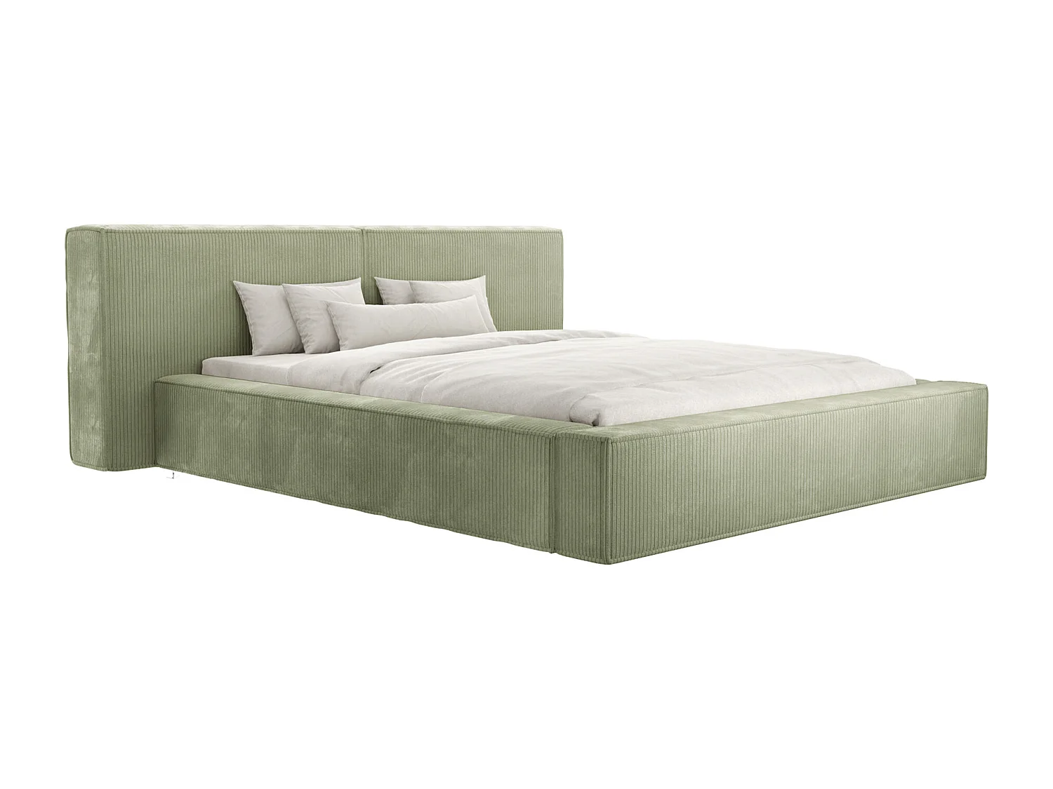 Bed met opbergruimte 180 x 200 cm - Ribfluweel - Groen - TIMANO II van Pascal Morabito