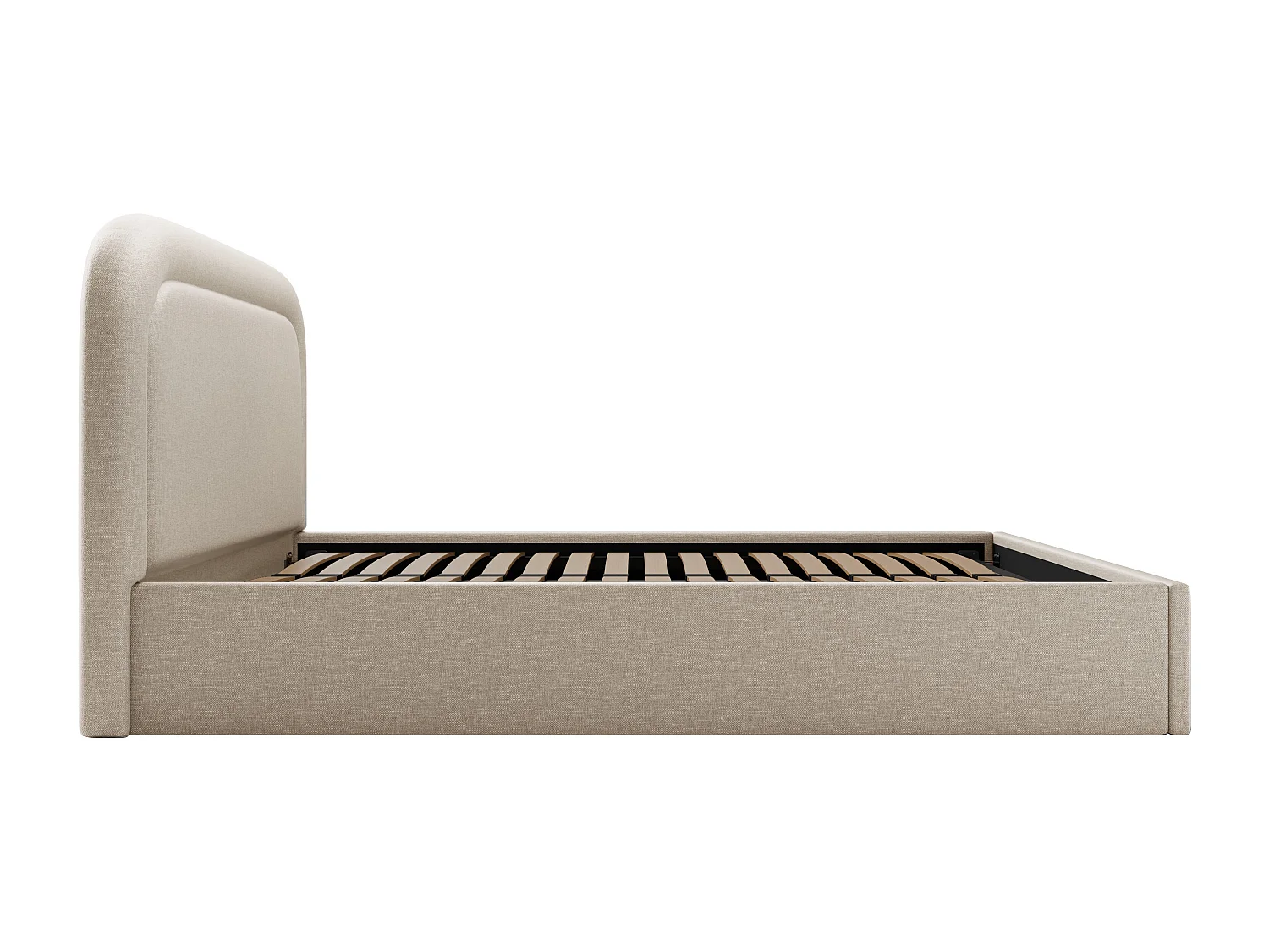 Bett mit Bettkasten - 140 x 190 cm - Melierter Stoff - Beige - FIREZA II