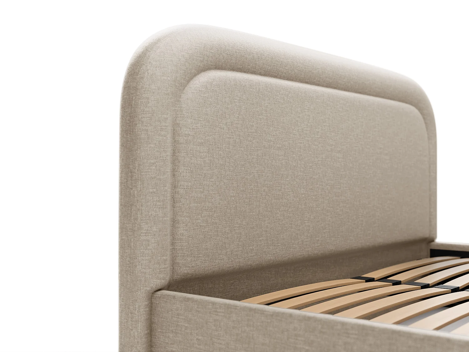 Lit coffre 160 x 200 cm - Tissu chiné - Beige - FIREZA II