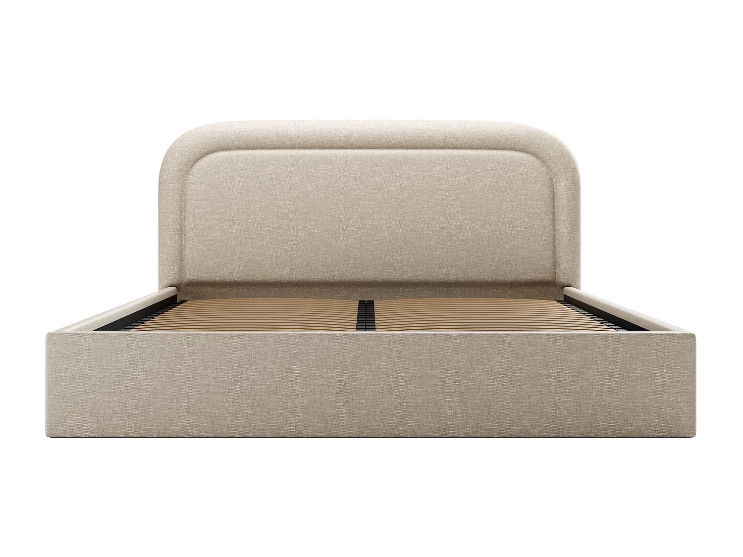 Lit coffre 160 x 200 cm - Tissu chiné - Beige - FIREZA II