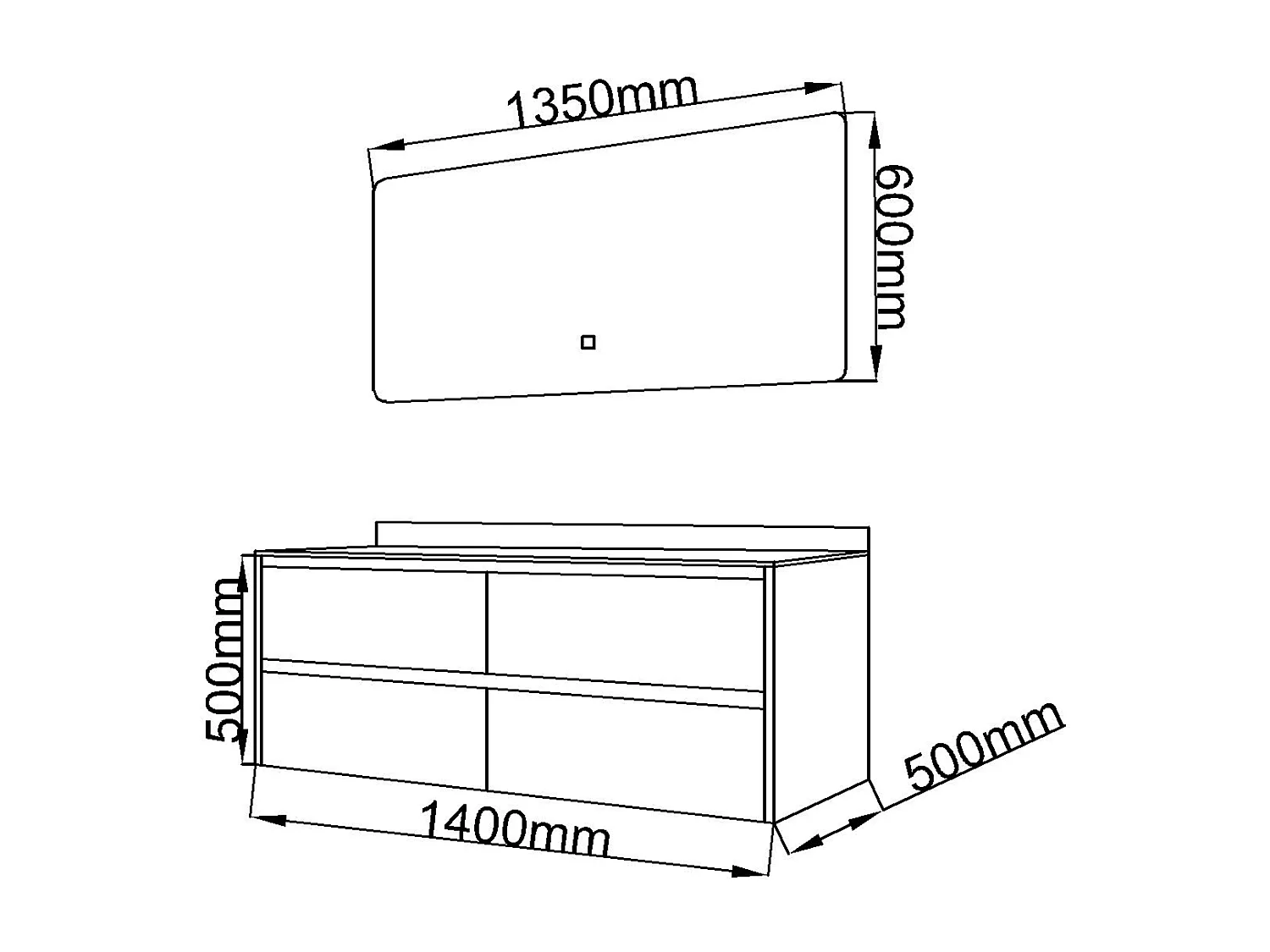 Meuble salle de bain double vasque 140cm gris et effet marbre gris avec miroir LED LB-8475G-140