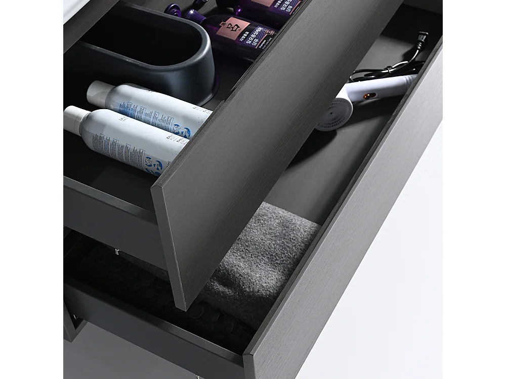 Meuble salle de bain double vasque 120cm gris et miroir LED LB-8331G