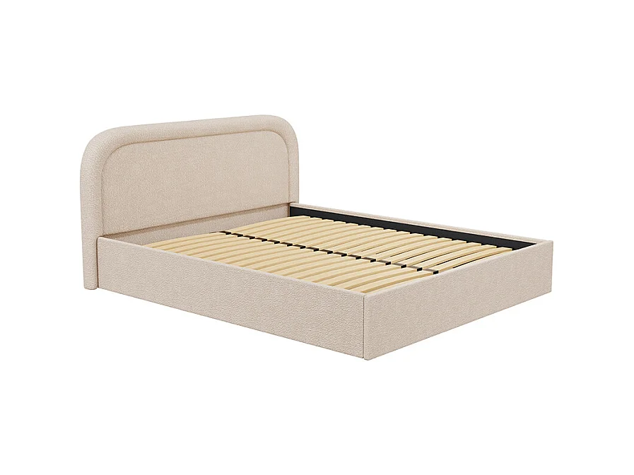 Canapé abatible de 200 x 200 cm - Tela de tela rizada - Beige - FIREZA II