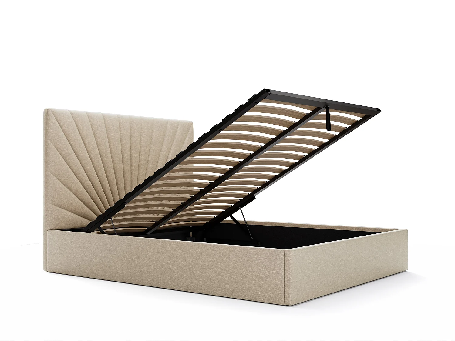 Letto con contenitore 160 x 200 cm Tessuto Beige RILIODA II di PASCAL MORABITO