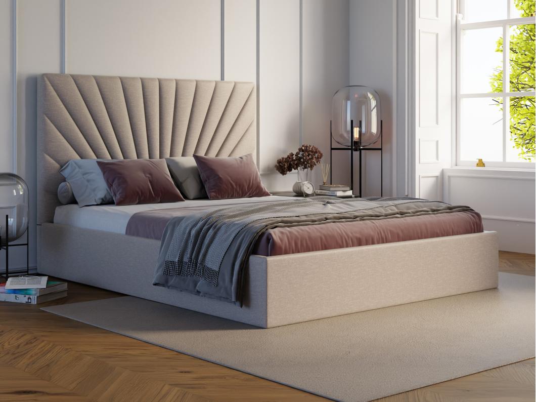 Canapé abatible 160 x 200 cm - Tela - Beige - RILIODA de Pascal Morabito