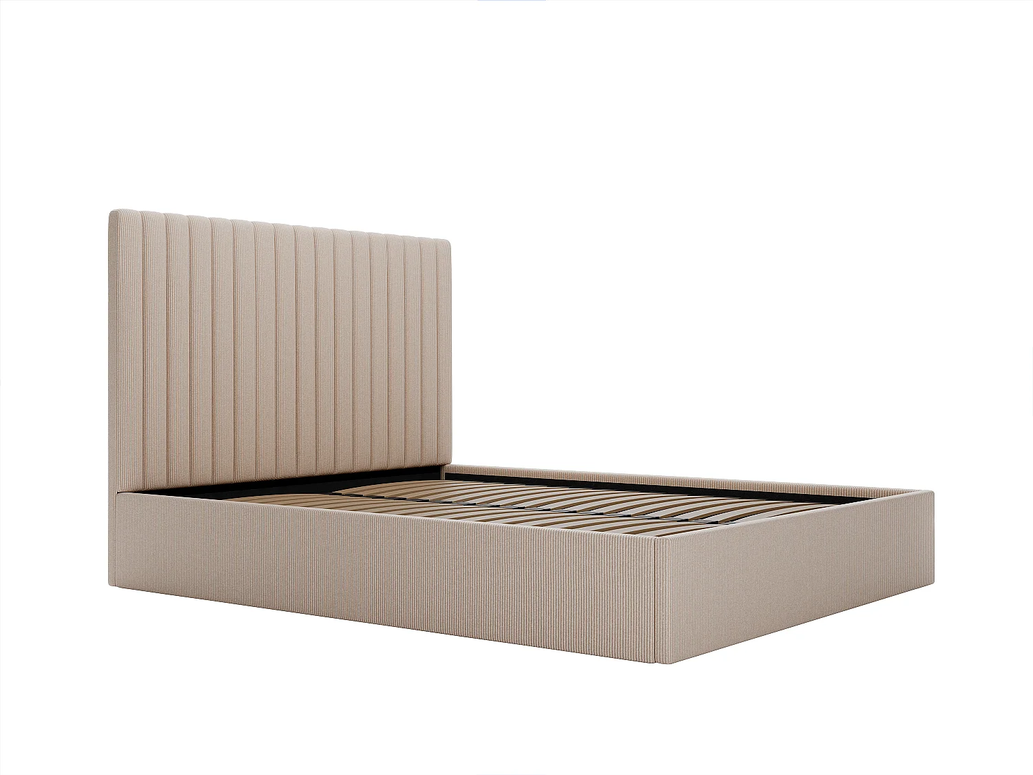 Canapé abatible 140 x 190 cm con cabecero de costuras verticales - Pana - Beige - SARAH II