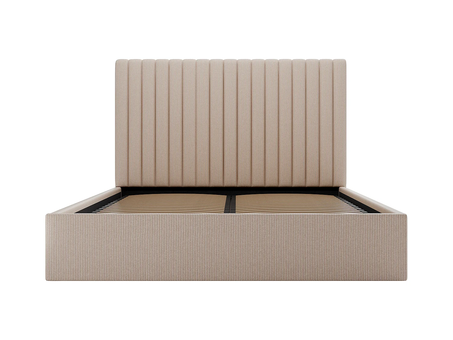 Canapé abatible 140 x 190 cm con cabecero de costuras verticales - Pana - Beige - SARAH II