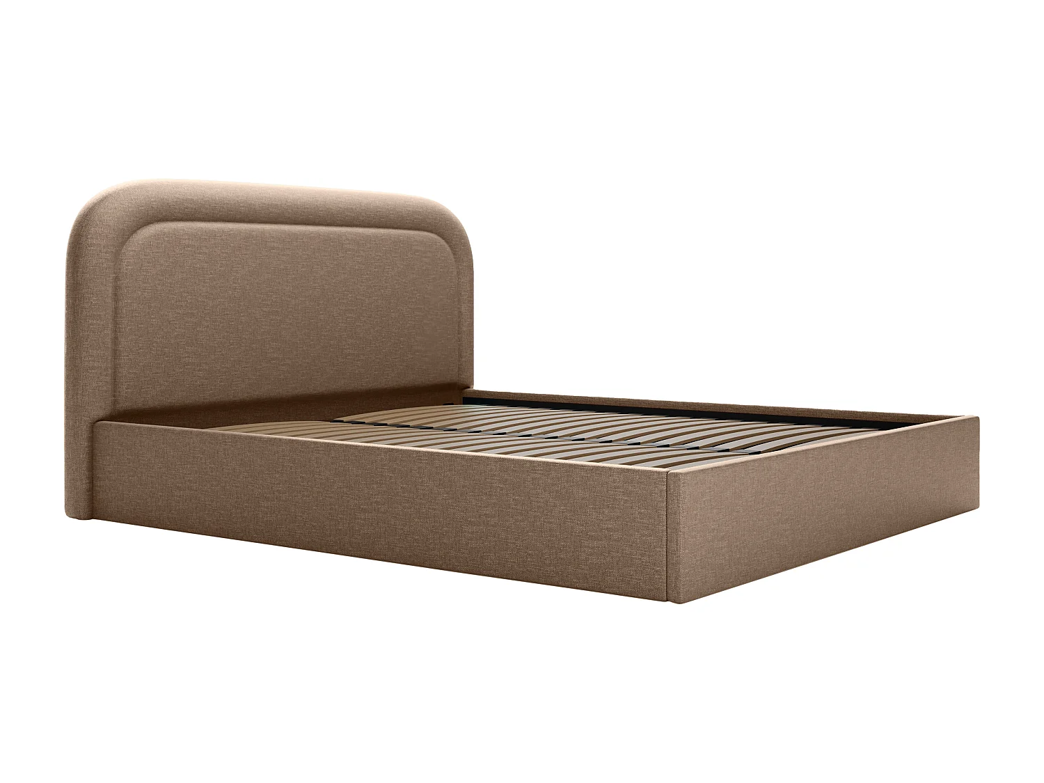Bed met opbergruimte - 200 x 200 cm - Gevlamde stof - Taupegrijs - FIREZA II