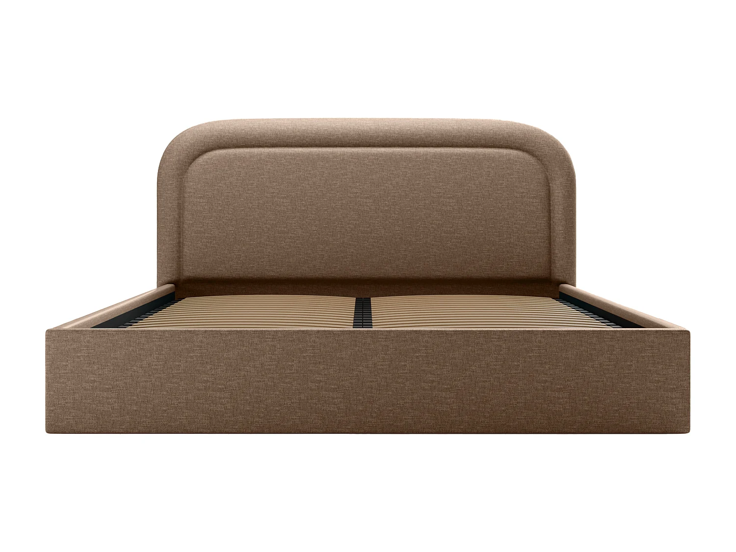 Bed met opbergruimte - 200 x 200 cm - Gevlamde stof - Taupegrijs - FIREZA II