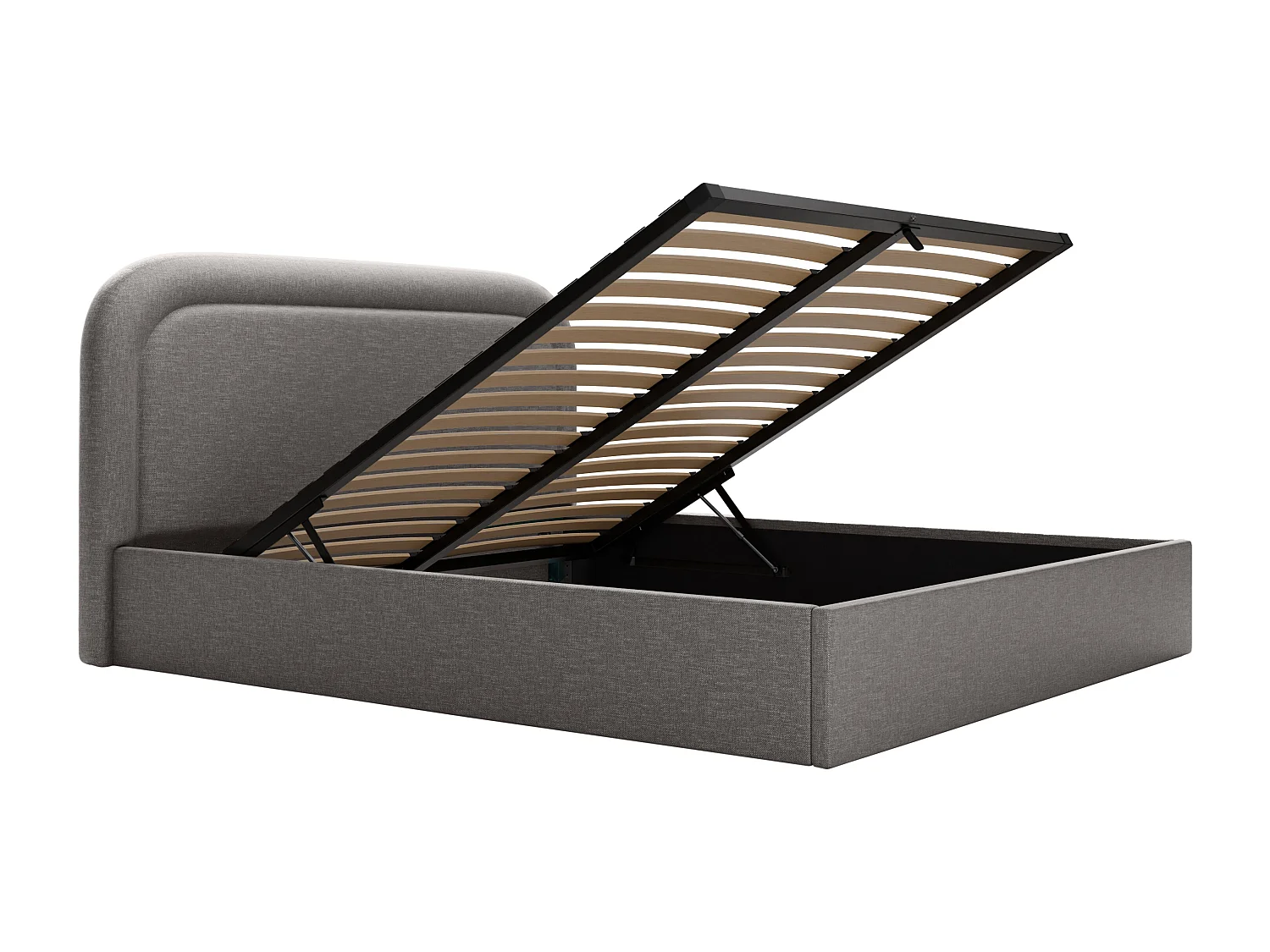 Bed met opbergruimte - 180 x 200 cm - Gevlamde stof - Donkergrijs - FIREZA II