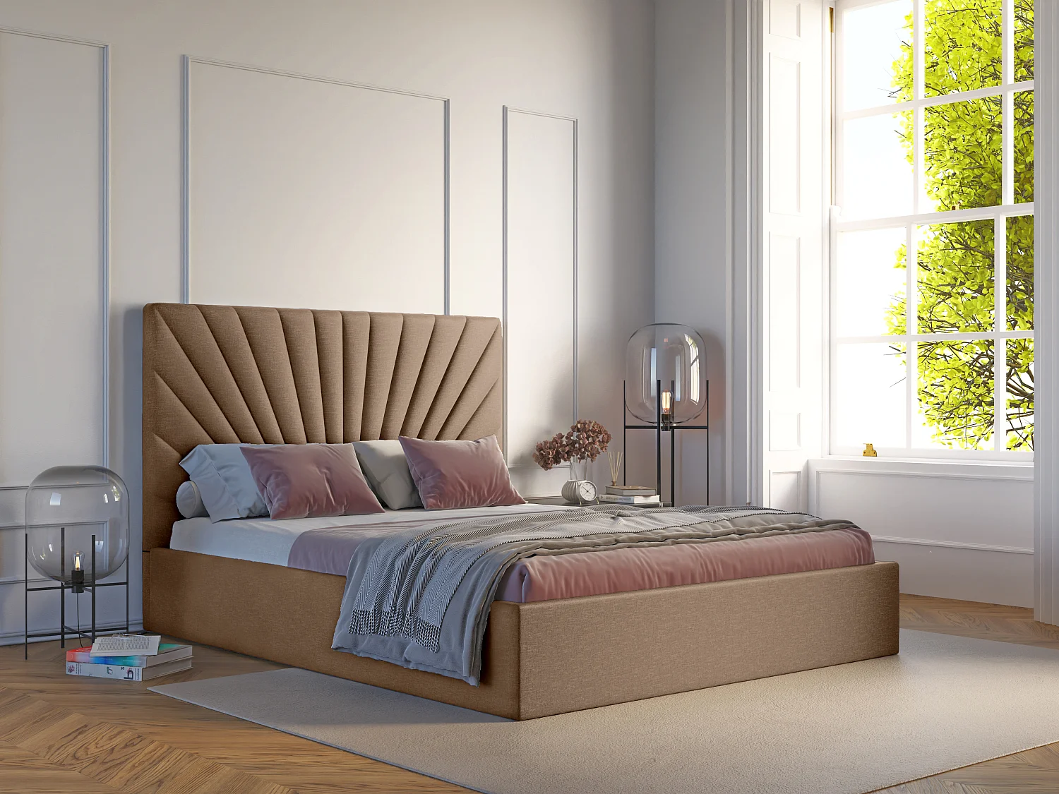 Bed met opbergruimte 180 x 200 cm - Stof - Taupegrijs - RILIODA II van Pascal Morabito