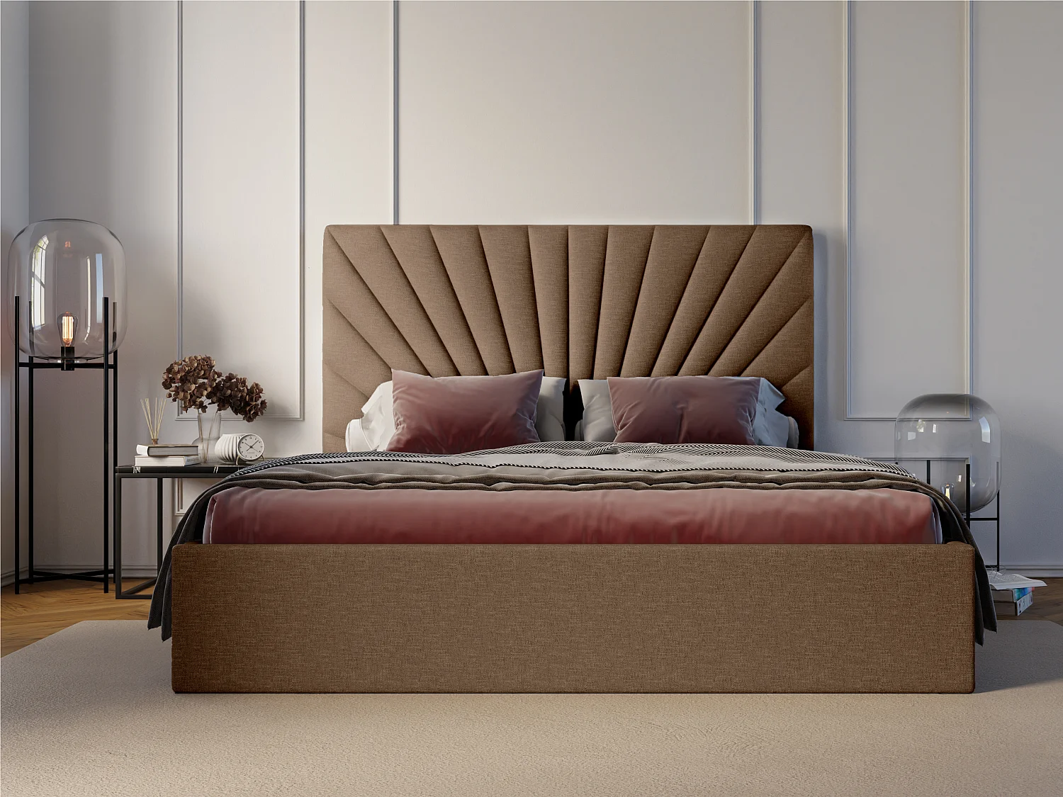Bed met opbergruimte 180 x 200 cm - Stof - Taupegrijs - RILIODA II van Pascal Morabito