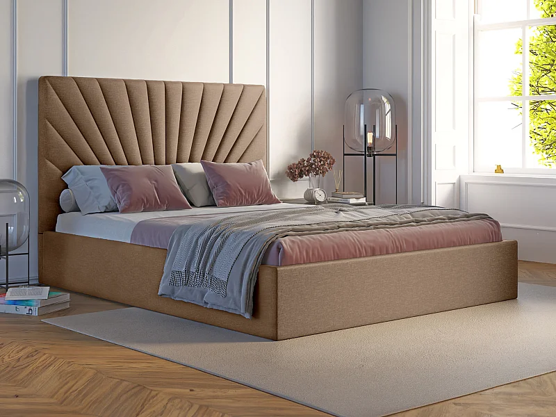 Bed met opbergruimte 180 x 200 cm - Stof - Taupegrijs - RILIODA II van Pascal Morabito