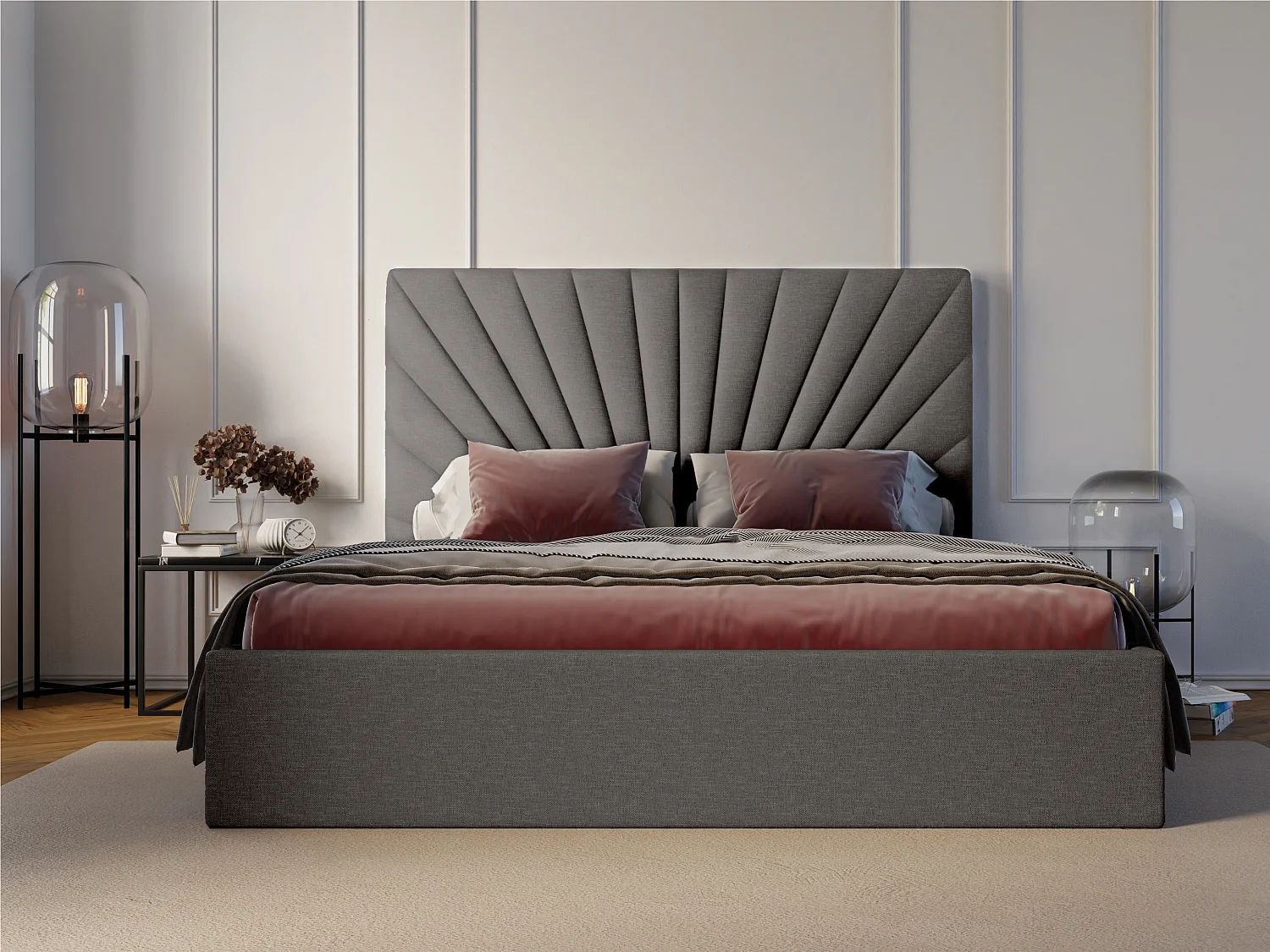 Bed met opbergruimte 180 x 200 cm - Stof - Antracietgrijs - RILIODA II van Pascal Morabito