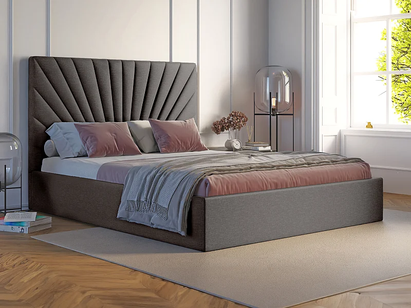 Bed met opbergruimte 180 x 200 cm - Stof - Antracietgrijs - RILIODA II van Pascal Morabito