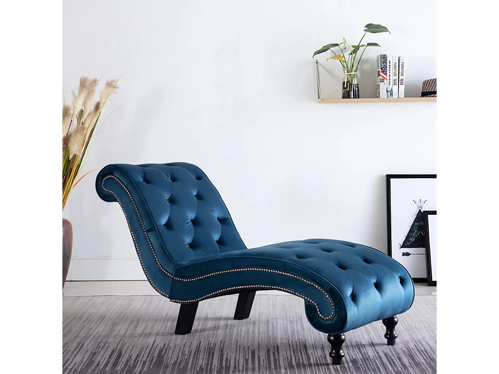 Turlock  Chaise longue Bleu Velours