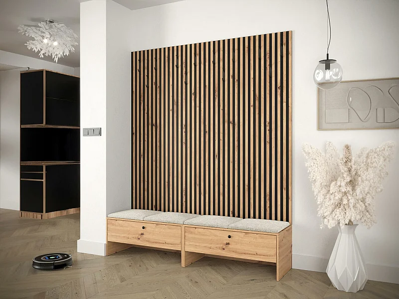 Meuble d'entrée Hartford 485, 206x170x44cm, Stratifié|Tissu, À poser