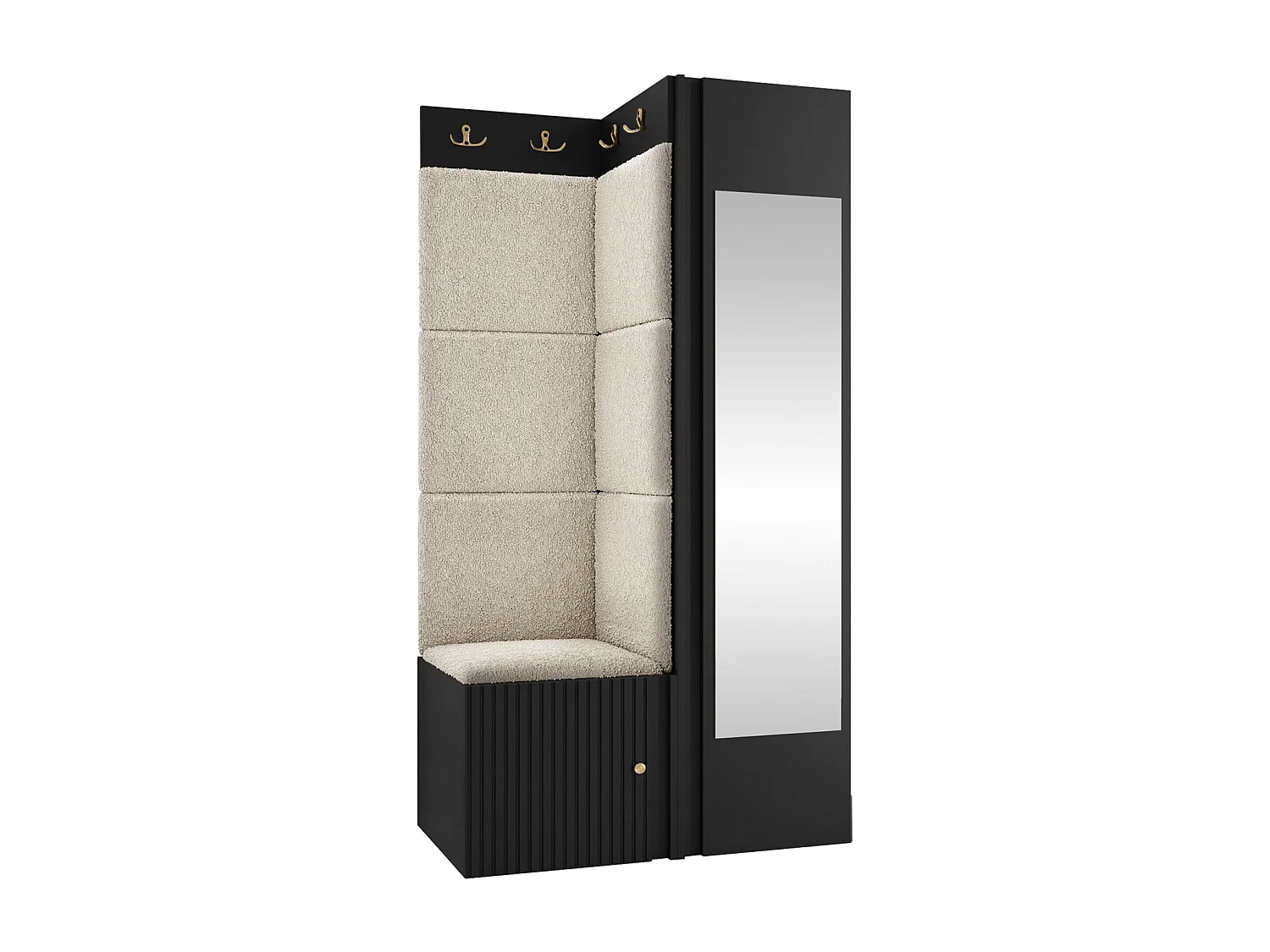 Meuble d'entrée Hartford 391, 186x82x46cm, Disponible, Brun clair|Noir, Tissu|Stratifié