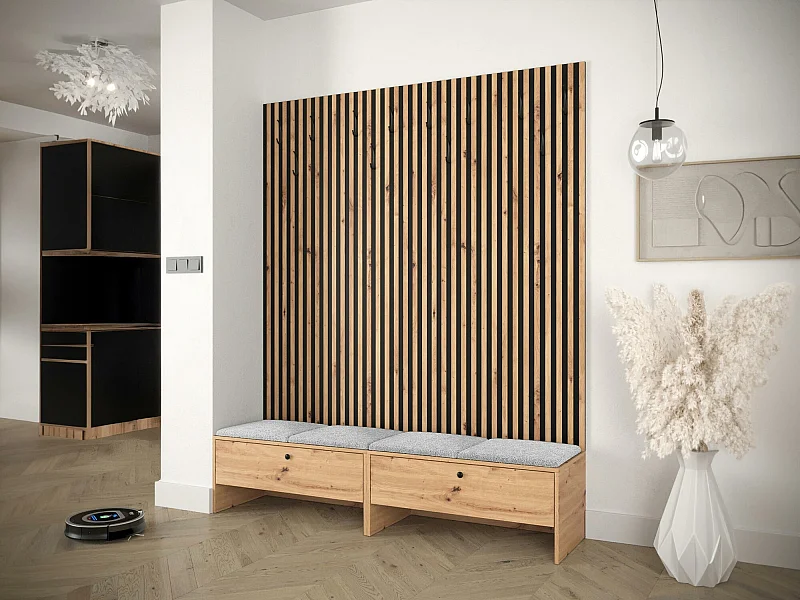 Meuble d'entrée Hartford 485, 206x170x44cm, Tissu|Stratifié, À poser