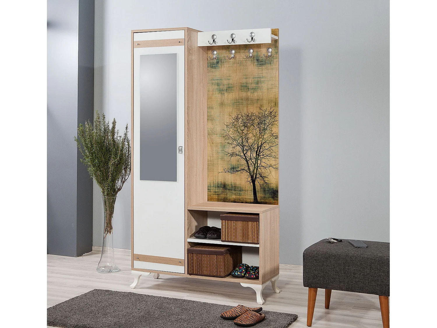 Aparador de recibidor – 100 cm x 190 cm – Roble Sonoma – Melamina